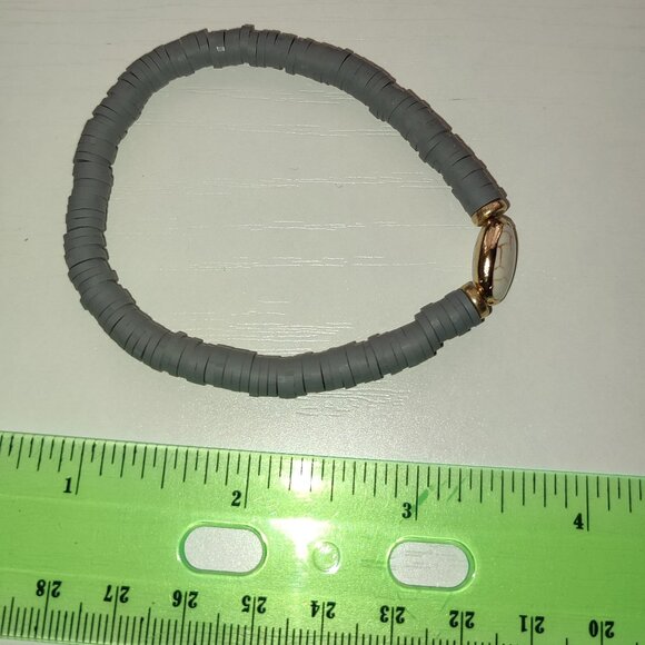 White and Gold Centerpiece Bracelet Gray Vintage Academia Bohemian Medium Size - Picture 5 of 7